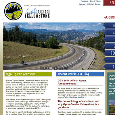 Website for Cycle Yellowstone.